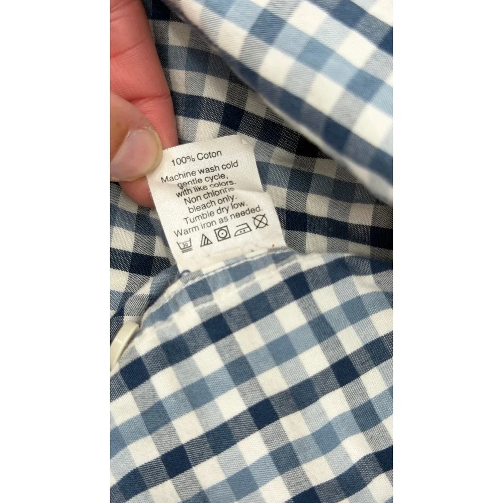 J.Crew Button Down Shirt S Gingham Blue White Preppy Classic Business Casual